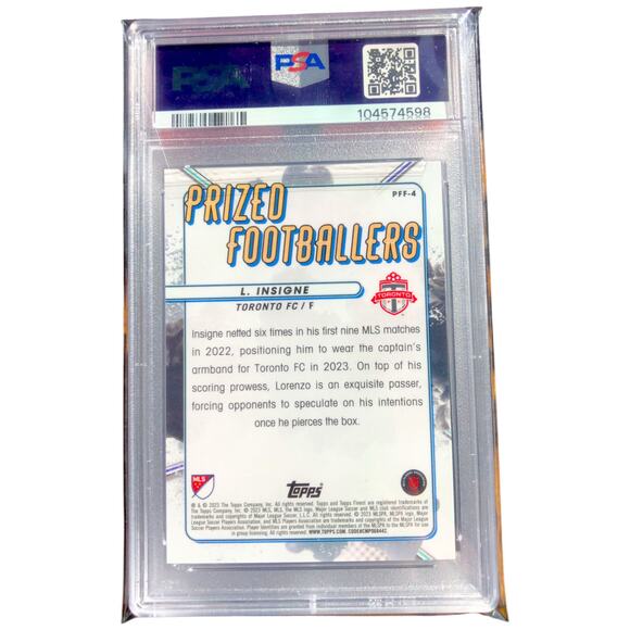 2023 Topps Finest MLS Prized Fusions Blue/Red #PFF-4 Lorenzo Insigne /45 PSA 9 - Picture 2 of 7